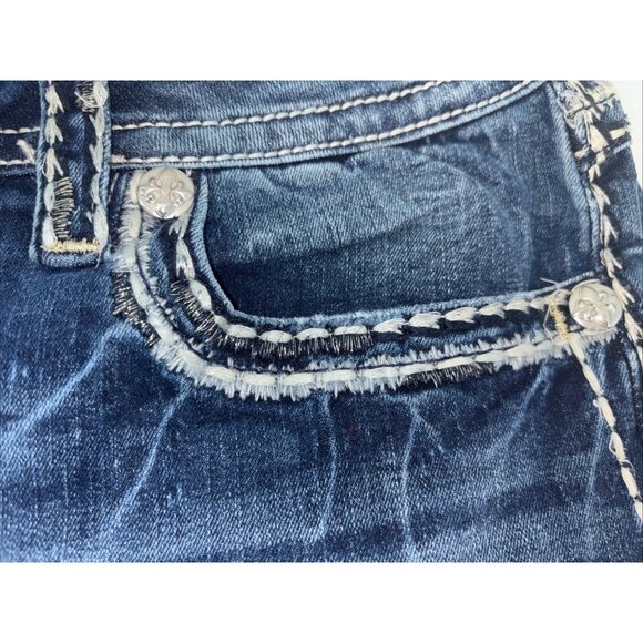 Miss Me Mid Rise Easy Crop Saddle Stitch White Tag Sz 34 EUC - Picture 8 of 12